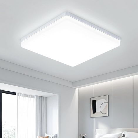 Plafonnier LED Carré 30x30cm 48W 4800 Lumens 6500K Blanc Froid, Luminaire Plafond Super Brillant, IP44 Étanche pour Salle de Bain Cuisine, 85 CRI Sans Flicker, Lampe pour Salon Chambre Couloir Balcon (1/5)