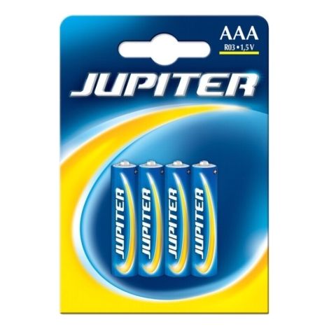 Jupiter Pack de 4 Pilas Salinas R03 AAA
Gama de pilas salinas desarrolladas para aparatos que requieren un bajo consumo de energÃ­a como relojes, desp