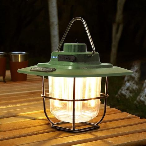 Lanterna da campeggio a LED vintage ricaricabile, dimmerabile e impermeabile, alimentata a batteria ideale per campeggio, escursionismo, emergenze, pesca e interruzioni di corrente. (1/5)