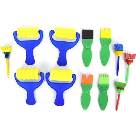 Lot de 12 pinceaux en éponge pour la peinture, les jouets, les arts plastiques et les loisirs créatifs des enfants. (1/5)