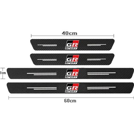 (4 pièces pour GR) Seuil de porte de voiture avec autocollants en fibre de carbone pour Toyota Sport GR Sport GR GAZOO RACING RAV4 Avensis Prado Prius (1/3)