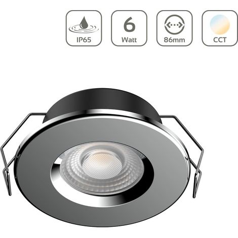 LED Einbaustrahler IP65 CCT 6W Ausschnitt Ø68mm 40° dimmbar - Abdeckring: silber (1/5)