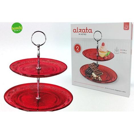 Alzatina natalizia 2 livelli general trade rossa h. 18cm