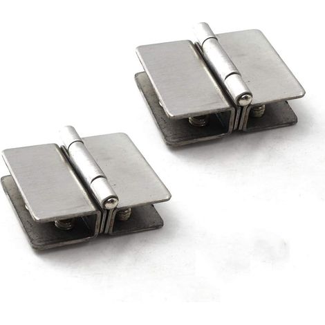 Juego de 2 bisagras dobles grandes de acero inoxidable de alta resistencia - Acero inoxidable - Montaje en superficie, 5,54,5 cm, Plata (1/5)