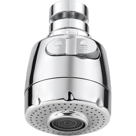 Aireador de grifo giratorio de 360°, boquilla para grifo de cocina, fregadero con cabezal de filtro ajustable, 2 modos, aireador de grifo, atomizador de grifo, cabezal de grifo de cocina, plateado (1/5)