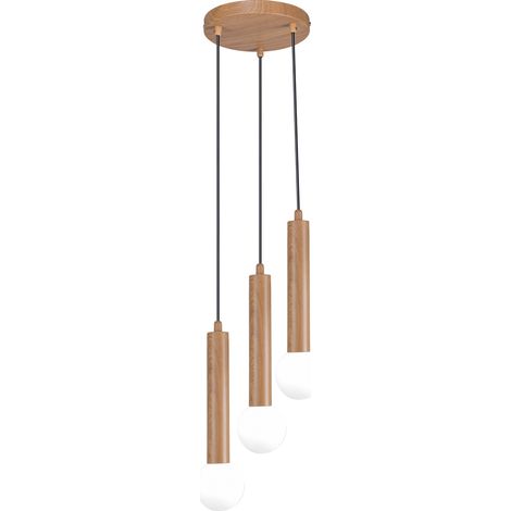 Suspension ronde moderne bois clair 3xG9 FILANO Italux (1/3)