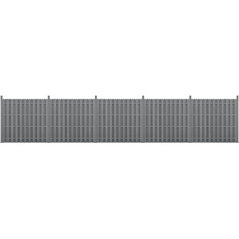 kit de 5 vallas de barrera de privacidad de madera compuesta (WPC) gris 185 x 932 cm 030006591 (1/5)