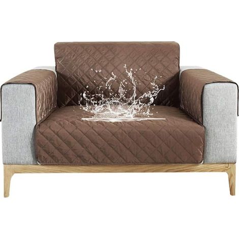 Kaelt - Housse de Canapé Imperméable Revêtement de Canapé Protege Canape avec Accoudoirs (Café, 1 Place) (1/5)