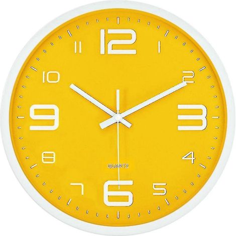 Horloge murale silencieuse, créative, jaune, moderne et simple de style nordique (1/3)