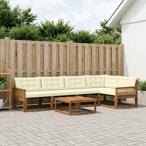 vidaXL Set di divani da esterno con cuscino 6 pcs Naturale e