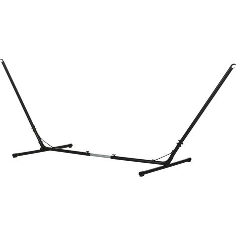 Support de hamac réglable, structure métallique robuste avec revêtement époxy, noir, dimensions : 3,08–3,80 m (L) x 1,09 m (l) x 1,16 m (H)