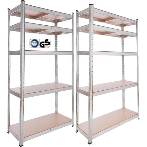 Arebos – Étagère de stockage 180 x 90 x 40 cm – Charge maximale 875 kg – 5 niveaux réglables – Système à emboîtement sans outils – Acier zingué (1/5)