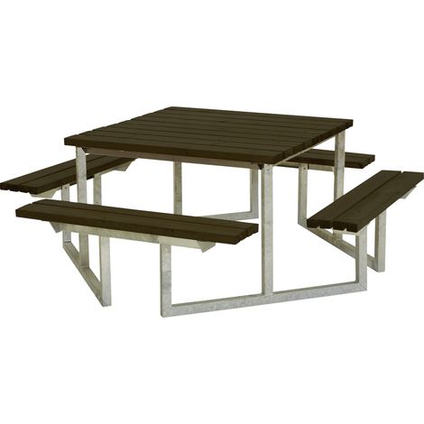 Plus Picknicktisch Twist Stahl-Holz 204 x 204 x 73 cm schwarz