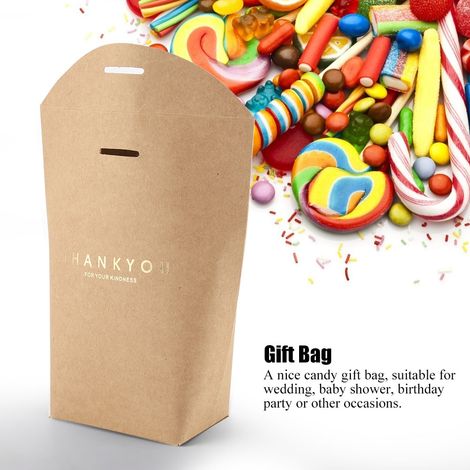 Lot de 20 élégants sacs cadeaux en papier pour bonbons, mariage, baby shower (marron) (1/5)