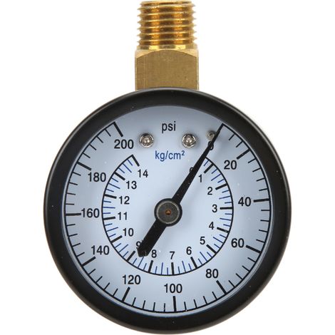 Manómetro radial de 50 mm con rosca NPT de 1/4" para aceite, gas e hidráulica, indicador de presión de 0 a 200 psi y de 0 a 14 kg/cm². (1/5)