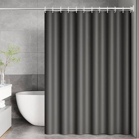 Rideau de douche - Rideau de douche imperméable - Rideau de séparation de douche - Avec anneaux en plastique - Pour douche et baignoire - 180 x 180 cm - PEVA - Noir (1/5)