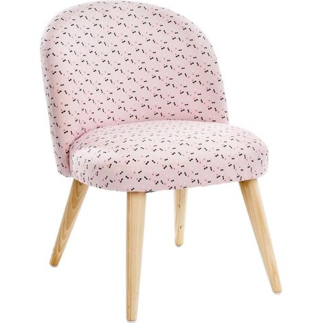 Atmosphera – Fauteuil enfant Sweety – Structure en pin – Piètement en bois d’hévéa – Enveloppe 100% polyester – Garnissage mousse polyuréthane (1/3)