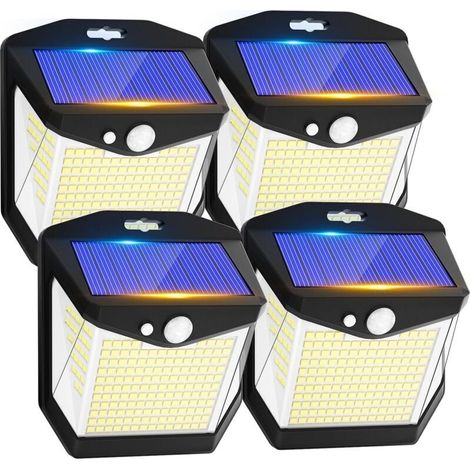Lampe Solaire Exterieur Détecteur Mouvement - 248 LED Lumiere Solaire Exterieur IP65 Etanche éclairage 270° Sécurité sans Fil lampe Mural Applique Exterieur pour Jardin Lot de 4 [Classe énergétique E] (1/5)