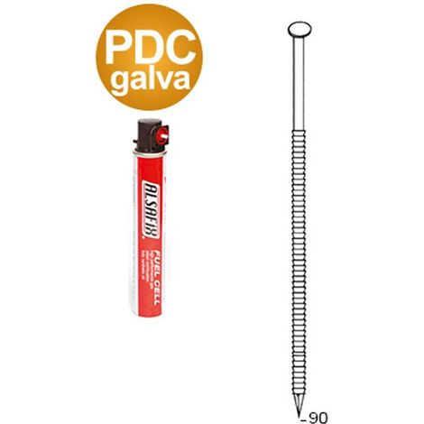 2 040 Pointes Annelées Galvanisées en Bande 34° (Pack) - 31x90 mm + 2 Cartouches de Gaz Rouge - D-Work (1/5)