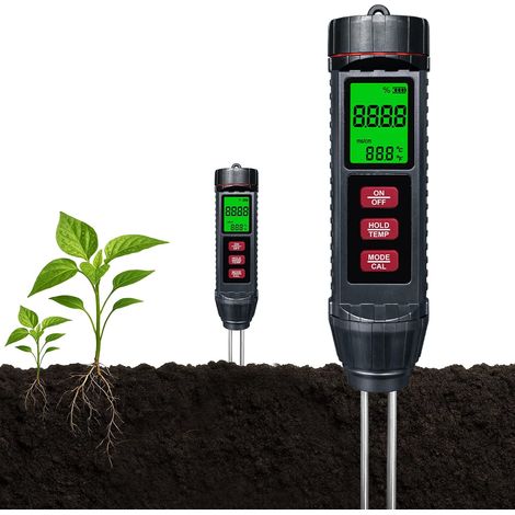 Testeur Humidité Plante 3 en 1 Sol & Liquide – Hygromètre et Humidimètre Plante avec EC/Température/Humidité, Analyseur de Sol et Solution Nutritive (1/5)