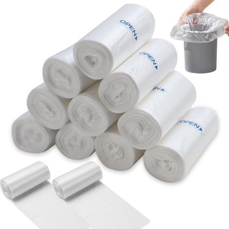 Petits Sacs Poubelle 3L, 360 Pièces, Mini Sacs Poubelle pour Mini Poubelle de Table Salle de Bain Bureau Voiture Sac Poubelle Sac Poubelle Alimentaire (Blanc,12 rouleaux) (1/5)