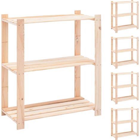 Lot de 5 Étagères de rangement à 3 niveaux Étagère Charge Lourde - Étagère de stockage 80x38x90 cm Pin 150 kg BV629099 - BonneVie (1/5)