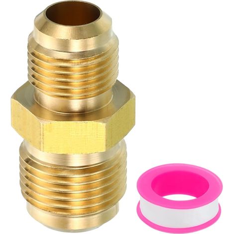3/8" x 1/2" Male Flare Connector Male Flared Brass Adapter SAE 45 Degree Reducing Tube Coupler Union Flared Pipe Fitting for Air Gas Pipe, HVAC (1/5)