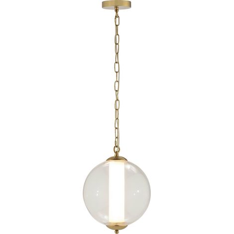 Lampe suspension design albâtre verre doré lumière LED élégante - doré blanc transparent (1/3)