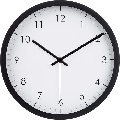 Horloge Murale Ronde, 30.5 cm, Facile à Lire, Silencieuse, Fonctionnement à Piles, Noire (1/5)