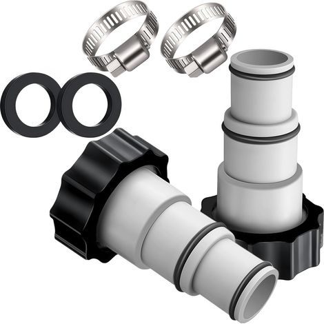 Lot de 2 adaptateurs de tuyau de piscine A avec filetage, buse de pantalon avec anneau d'étanchéité, adaptateur de tuyau de pompe de piscine pour raccord de 32 et 38 mm, kit de raccordement (1/4)