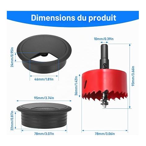 Desk Cable Tidy with Hole Saw (1/4)