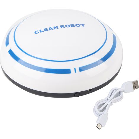 Ortviai Robot Aspirateur Intelligent Rechargeable USB pour Sol Dur – Blanc, 18 cm, Batterie Intégrée