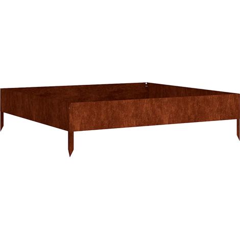 Jardinière  Lit surélevé de jardin 100x100x26 cm acier corten (1/5)