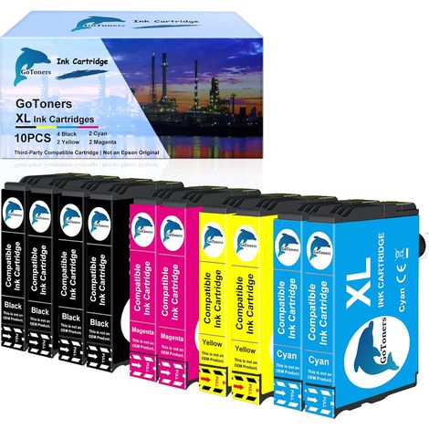 XL Compatible Cartouche pour Epson 604 604XL Encre pour XP-2200 XP-2205 XP-3200 XP-3205 XP-4200 XP-4205 WF-2910 WF-2930 WF-2950 (4 Noir, 2 Cyan, 2 Magenta, 2 Jaune) (1/5)