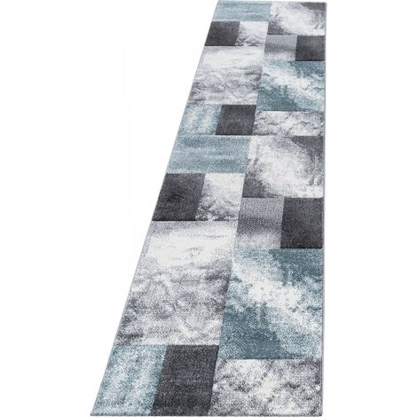 Ayyildiz Tapis Moderne - Géométrique - Abstrait Design - Tapis Flottant Salon - bleu - 300 cm x 80 cm (1/5)