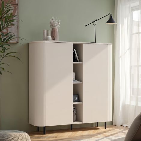 Buffet haut moderne 2 portes beige cachemire OLGA (1/5)