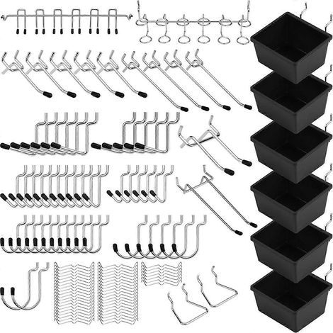 Assortiment de 121 crochets pour panneau perforé - Accessoires pour panneau perforé, pour l'organisation des outils, idéal pour le garage et l'atelier (1/5)