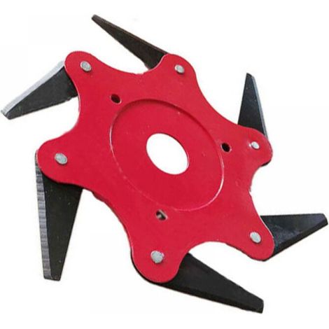 Tête de débroussailleuse en métal à 6 dents - tête de tondeuse à gazon de jardin 2 Commandes - rouge, lame plate (1/4)