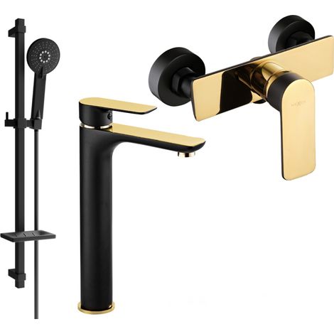 Mexen Alfa DQ40 ensemble de douche, noir/or - 745714DQ40-75 (1/4)