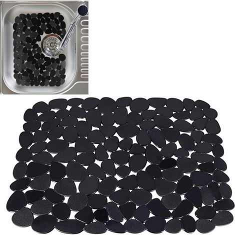 Tapis d'évier - Tapis de lavabo - Tapis de lavage - Protection pour évier - Tapis d'égouttage - Protège l'évier, le lavabo et la vaisselle des rayures et des chocs - Noir - 40 x 30 cm - PVC - Antidéra (1/5)