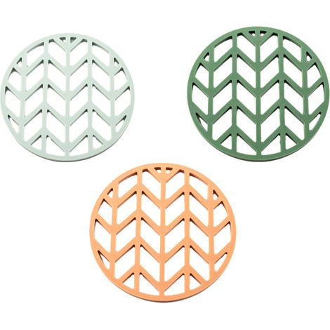 3 pièces dessous de plat en silicone, 14,5 cm carré, isolants thermiques, anti-dérapants, pour intérieur et extérieur (1/5)