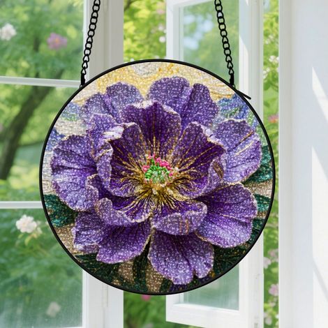 Suspension en vitrail - Attrape-soleil en verre coloré pour porte, décoration intérieure artistique, cadeau Anniversaire pour professeur, collègue 30 cm (1/5)