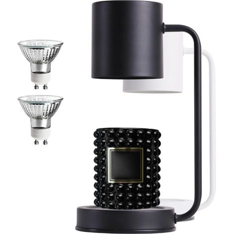Lampe Chauffe-Bougie Aromathérapie 110-120V Fondoir À Bougie Métal À Intensité Variable for La Décoration Lampe À Intensité Variable + Support + Interrupteur (Color : Black)