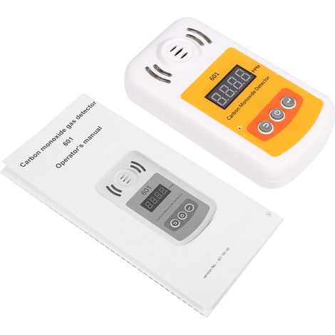 Détecteur de monoxyde de carbone avec écran LCD, alarme sonore et lumineuse, plage 0-1000 PPM, fonctionnement sur piles AAA, design compact (1/5)