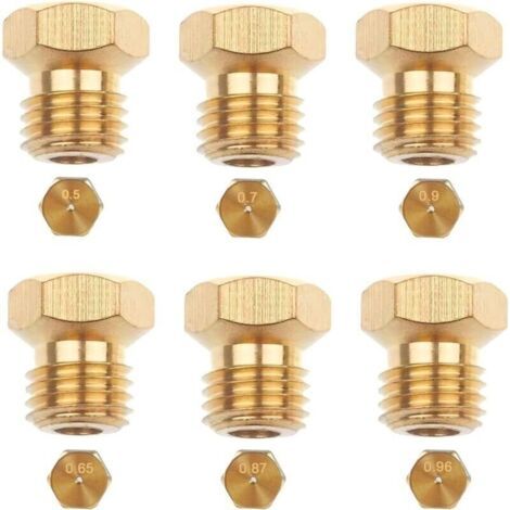 royaluxe-Lot de 6 gicleurs laiton universels M6x0,75 pour Plaque de Cuisson GPL, Jets, Buses et Injecteurs (0,5, 0,7, 0,87, 0,65, 0,9, 0,96)