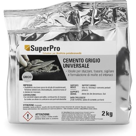 2 kg Cemento Universale Grigio per Riparazioni e Fissaggi su Calcestruzzo e Intonaci, Ideale per Stuccature e Sigillature (1/5)