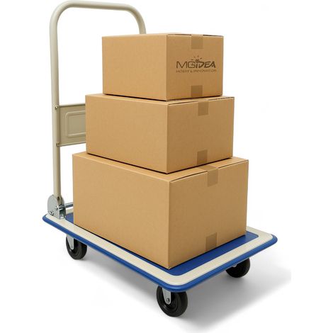 CARRELLO PIANALE MAGAZZINO PIEGHEVOLE TRASPORTO MERCE SCATOLE CARICO 150 KG MANICO RUOTE GIREVOLI
