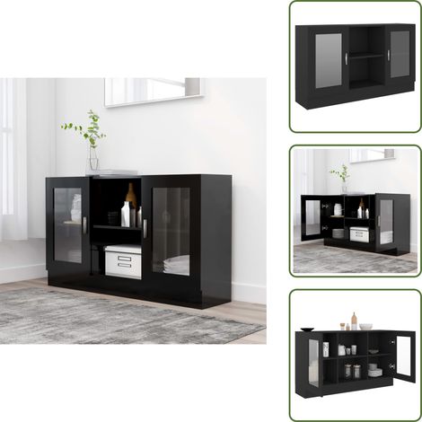 Vitrinenschrank Schwarz 120x30,5x70 cm Holzwerkstoff - Vitrinenschrank - Sideboard - Wohnzimmermöbel - Regal - Aufbewahrung (1/5)