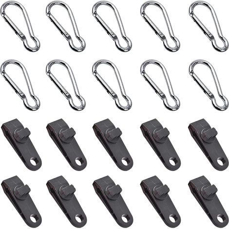 Kit pinces bâche – 10 Pcs, mousqueton, élastique, auvent (1/5)
