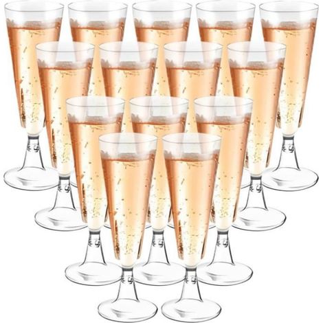 Flûtes à Champagne Transparent,30 Pièces Verres à Champagne en Plastique Élégantes Reutilisable,150ml Verre Gobelet a Biere Vin (1/5)